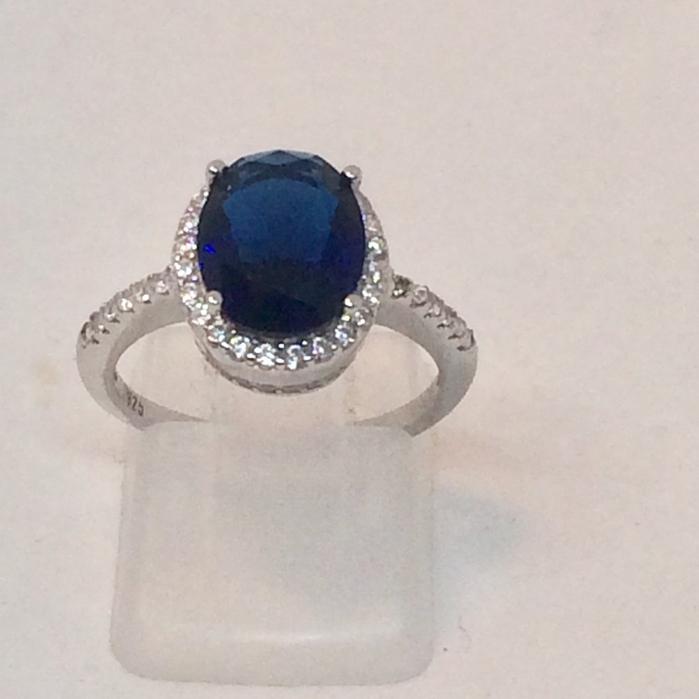 ๐๐5 Ct. BLUE SAPPHIRE STERLING SILVER RING - Picture 2 of 8
